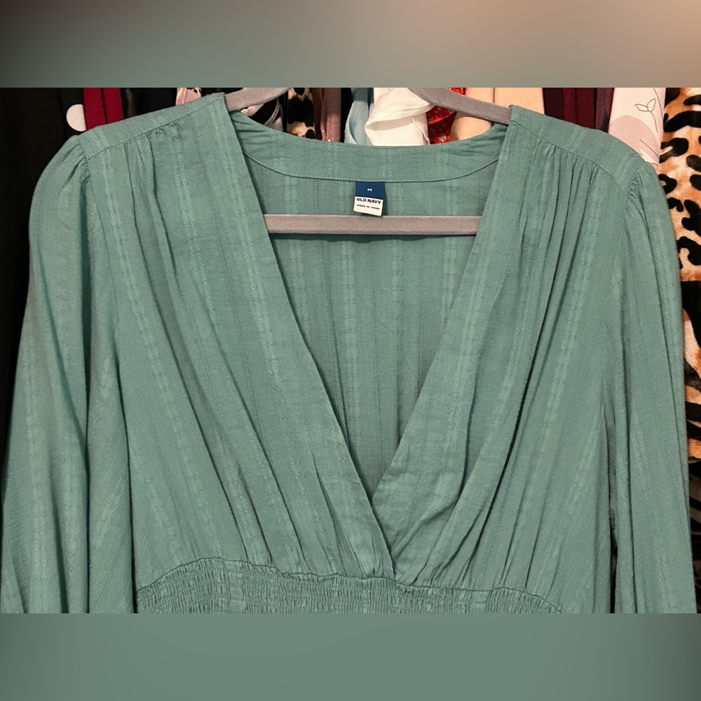 Old Navy Teal Green Long Sleeve Dress - Picture 3 of 11